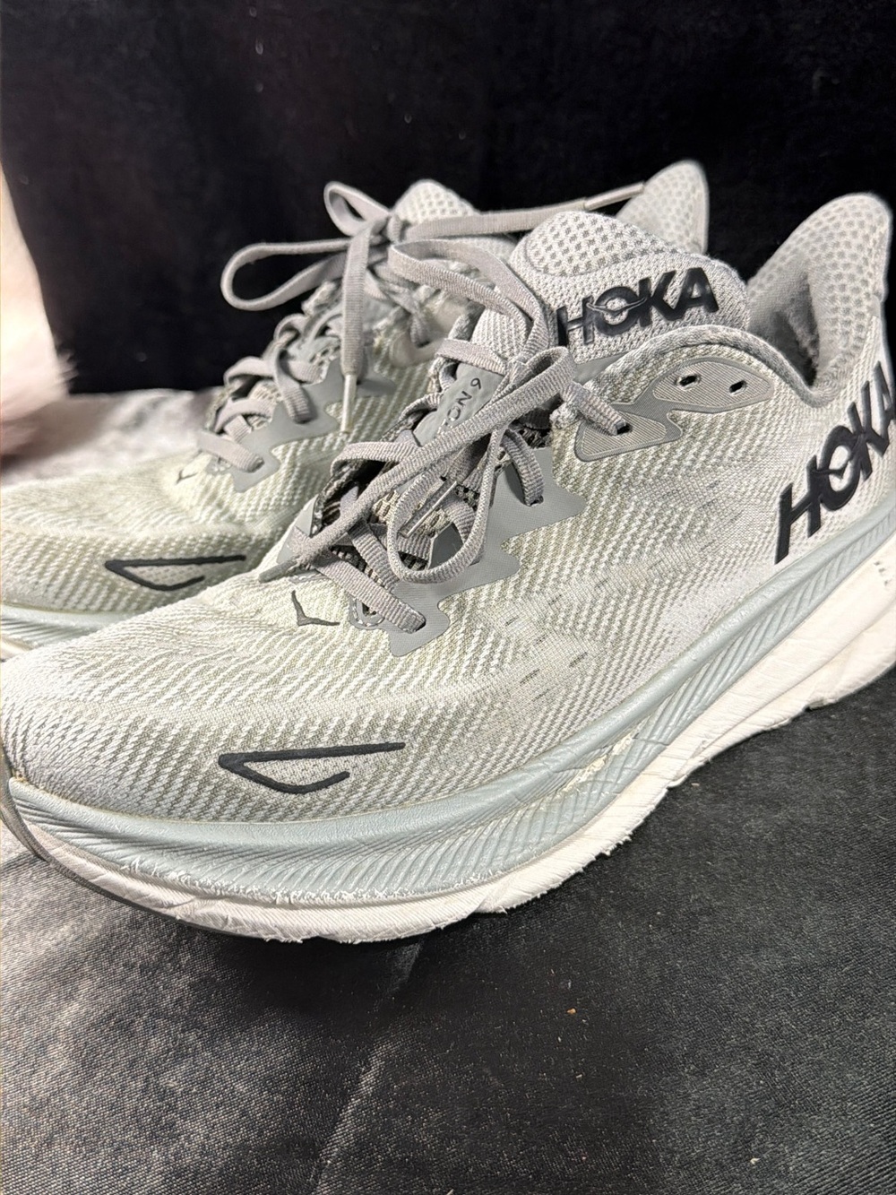Hoka Women's Light Gray/White Performance Running Shoes